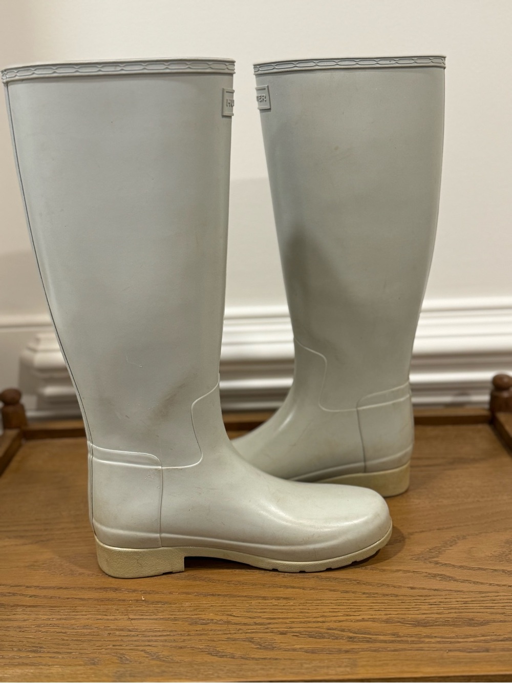 Hunter Original Tall Women's Refined GLOSS Tall Rain Boots Stormy Gray Size 7 - Picture 8 of 15
